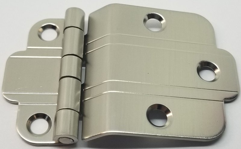 BRUSHED NICKEL 3/8" Offset Mount Art Deco Cabinet Hinge line Modern Contemporary hoosier