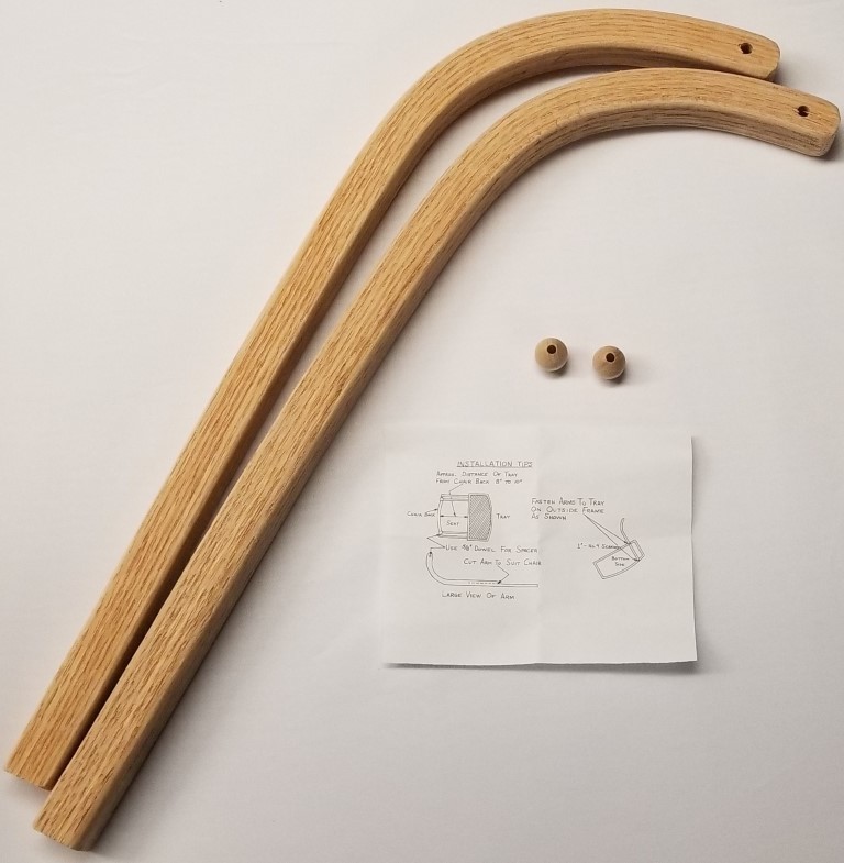 Pair (2) Red Oak Wood High Chair Tray Arms seat antique vintage rail old baby toddler infant rail