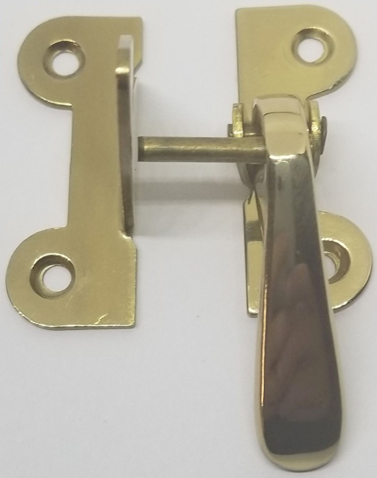 (LIMITED STOCK) - BRASS RIGHT Hand OFFSET McDougall Latch polished Hoosier Sellers antique handle cabinet vintage restore