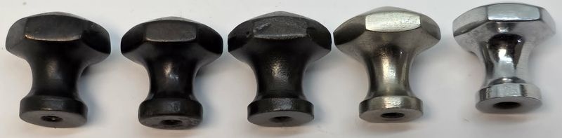 3/4" CAST IRON HEXAGON Knobs pull handle Victorian rustic antique vintage old retro pan Hoosier cupboard side door drawer cabinet chrome brass copper satin