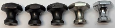 3/4" CAST IRON HEXAGON Knobs pull handle Victorian rustic antique vintage old retro pan Hoosier cupboard side door drawer cabinet chrome brass copper satin