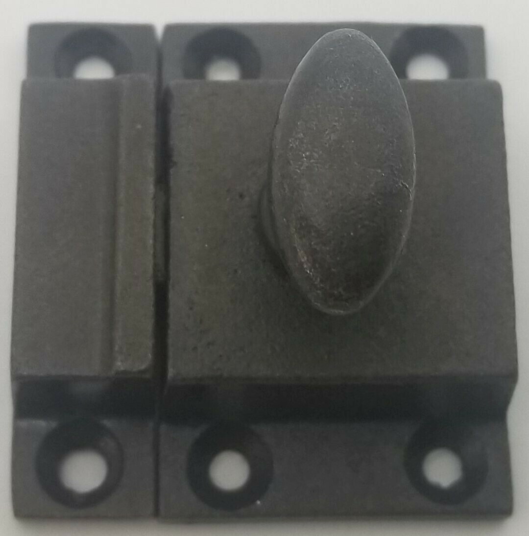 CAST IRON CABINET LATCH - 2 Sizes - spring loaded handle turn antique vintage old rustic patina classic window drawer curio desk dresser china