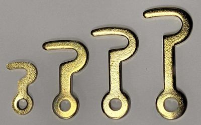 Small Brass Plated Steel Flat Hook Catch Latches 4 sizes (3/4) 0.75, 1, 1.25 & 1.5 Inch antique vintage retro old shutters side by side doors jewelry box cabinet lock tiny flip clasp
