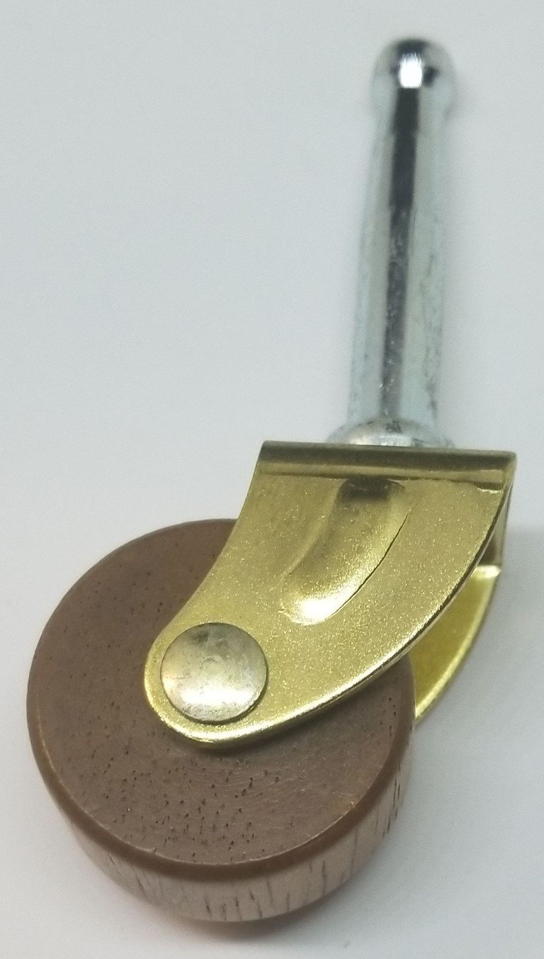 1 1/4" wood caster seat cart chair wheel brass antique vintage old socket 1.25 inch