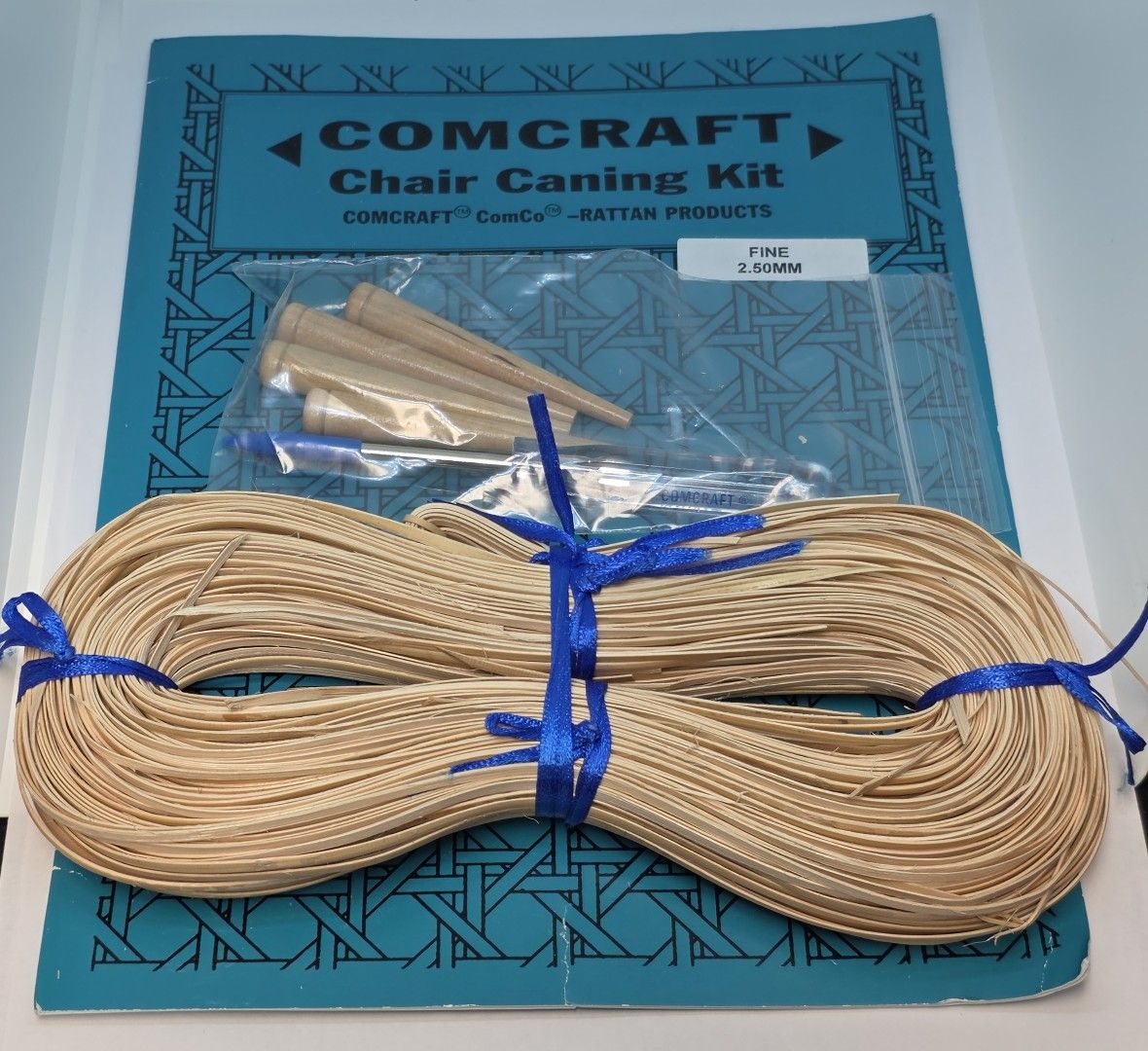 Complete Chair Canning Kit - Cane, Binder, Awe, Pegs Instructions - reed wicker seat back rush DIY