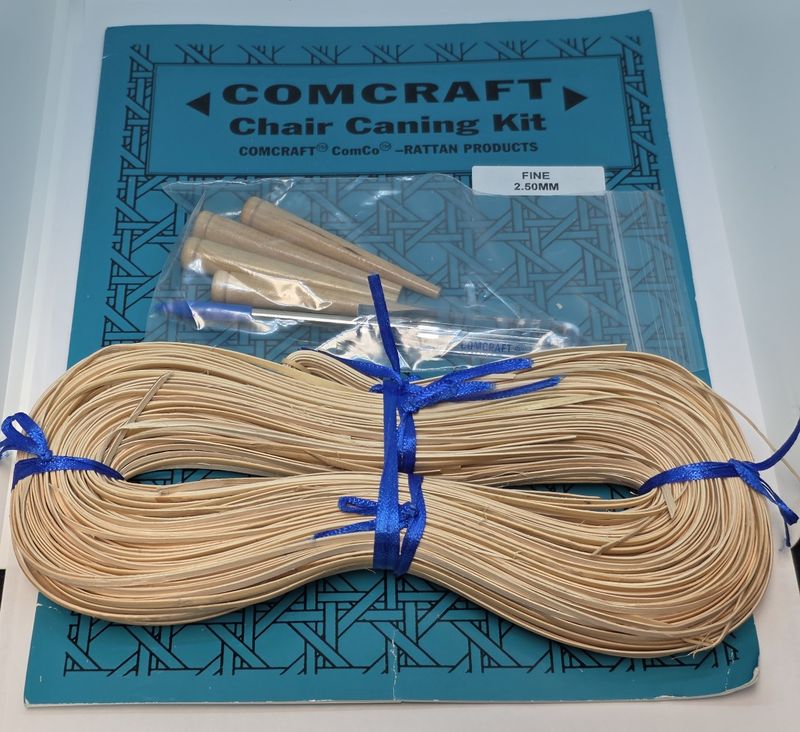 Complete Chair Canning Kit - Cane, Binder, Awe, Pegs Instructions - reed wicker seat back rush DIY Complete Chair Canning Kit - Cane, Binder, Awe, Pegs Instructions - reed wicker seat back rush DIY