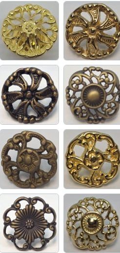Cast Brass Round Victorian Knob 1" -1.5"  French Style fancy decorative mid century modern floral rustic antique vintage old pull handle drawer door China cabinet curio depression colonial