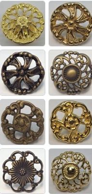 Cast Brass Round Victorian Knob 1" -1.5"  French Style fancy decorative mid century modern floral rustic antique vintage old pull handle drawer door China cabinet curio depression colonial