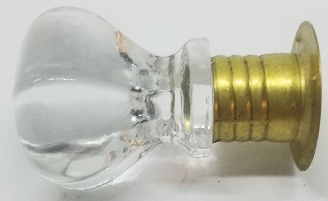 Clear Sellers Style THREADED GLASS KNOB with Brass Sleeve screw hoosier cabinet pull handle bulb Clear Sellers Style THREADED GLASS KNOB with Brass Sleeve screw hoosier cabinet pull handle bulb