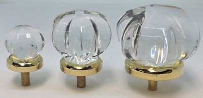 6 Point Star Shaped glass knob with polished brass nickel base – small medium large  1",  1.5"  2" antique vintage retro fancy door cabinet pull curio decorative fancy crystal clear