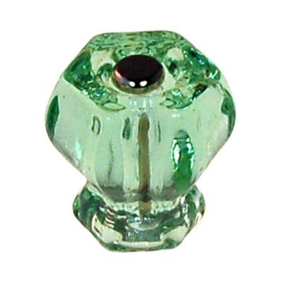 1-1/4" DEPRESSION LIGHT GREEN HEXAGONAL Glass Knob 1 inch Hexagon antique vintage old retro pan Hoosier cupboard side door drawer cabinet