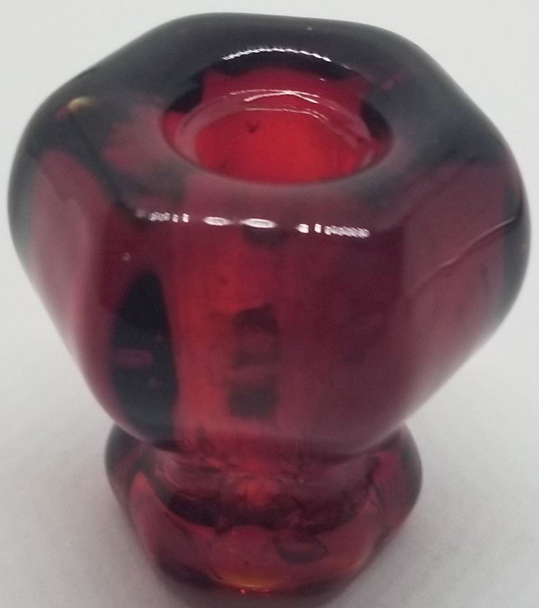 1 1" RUBY RED HEXAGONAL Glass Knob 1 inch Hexagon antique vintage old retro pan Hoosier cupboard side door drawer cabinet