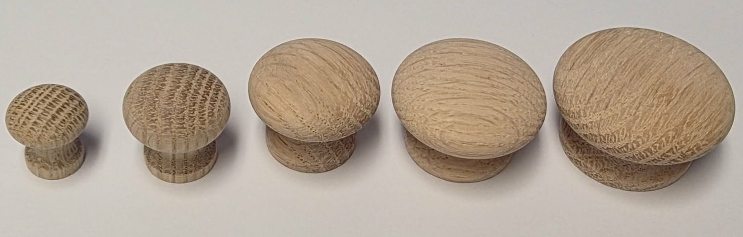 Round Oak Wood Knob grain pull handle raw antique vintage old retro fancy decorative small large mid century modern cupboard door drawer cabinet cone