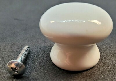 1-1/4" White Porcelain Round Knob (solid top - hidden screw) handle pull drawer desk cabinet door antique vintage old