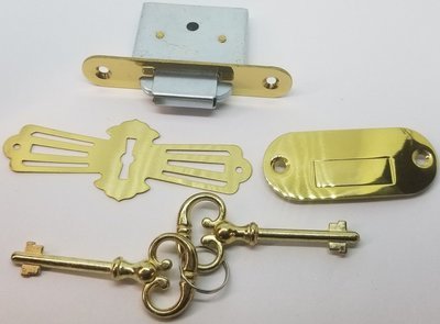 Full Mortise ROLL TOP DESK LOCK SET rounded plates brass Lock Catch 2 Keys antique vintage old retro Full Mortise ROLL TOP DESK LOCK SET rounded plates brass Lock Catch 2 Keys antique vintage old retro