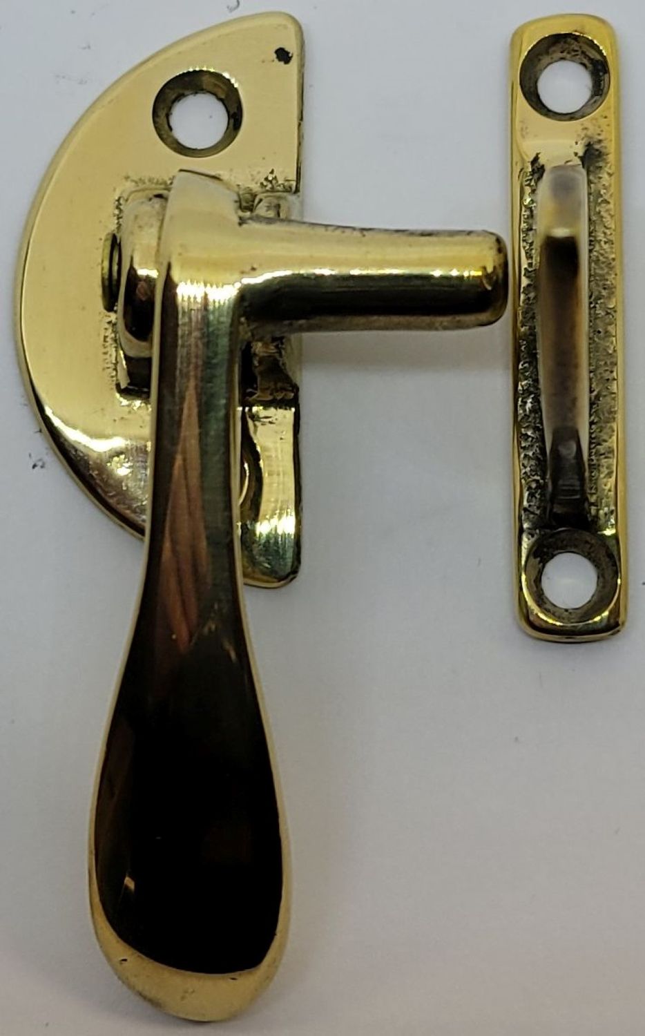 Small 3/8" Offset Lever Latches Ice box cabinet Boone left & Right Cast Brass & Nickel Hoosier Sellers antique vintage restore, Left Or Right: Left, Finish: Polished Brass