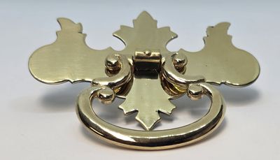 Polished Solid Brass Single post Chippendale pull Early American Style Colonial Revival Eagle antique vintage retro bird wings fancy dresser drawer