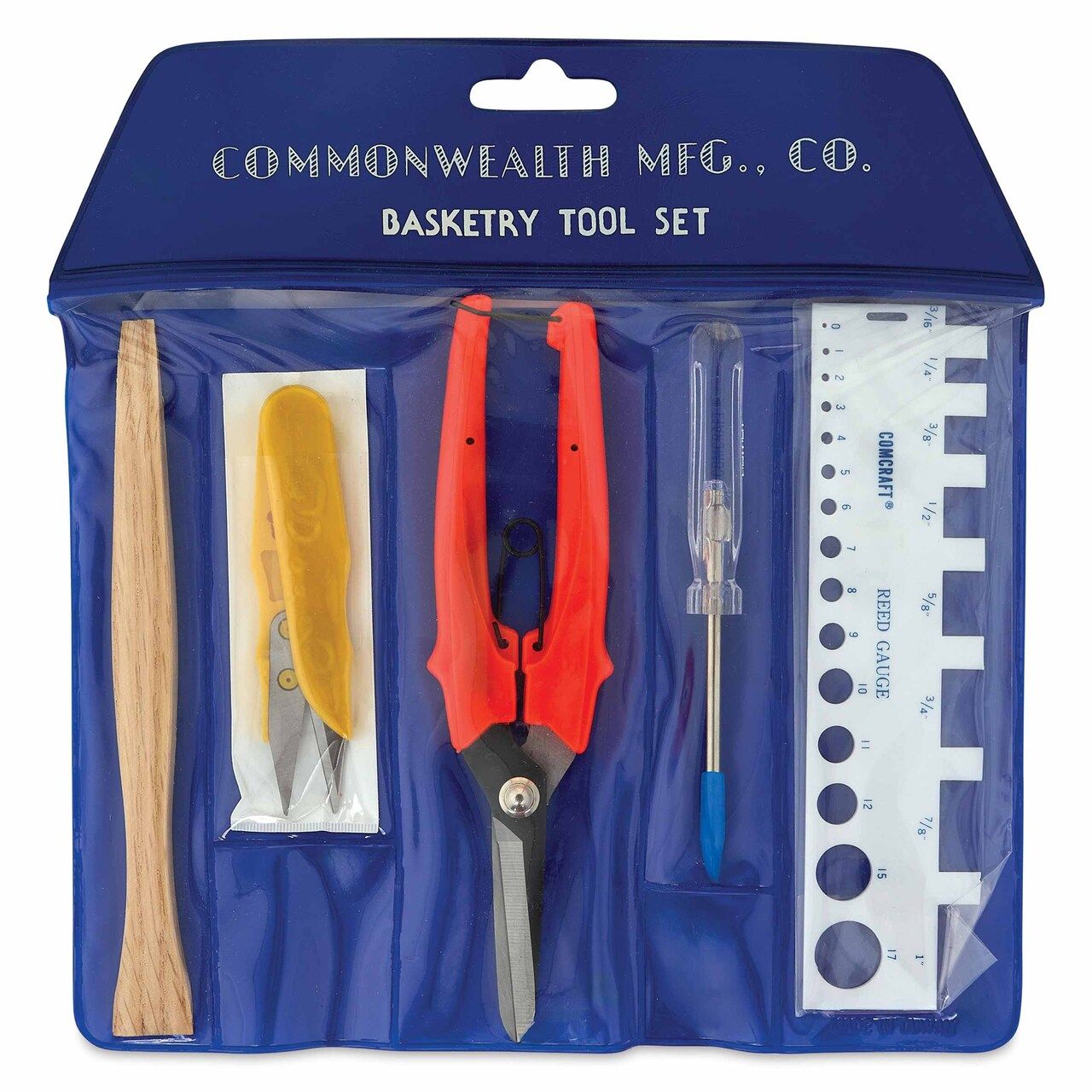 Commonwealth Basketry 5 Piece Tool Set kit basket weaving awe reed gauge cutter trimmer tuck pack