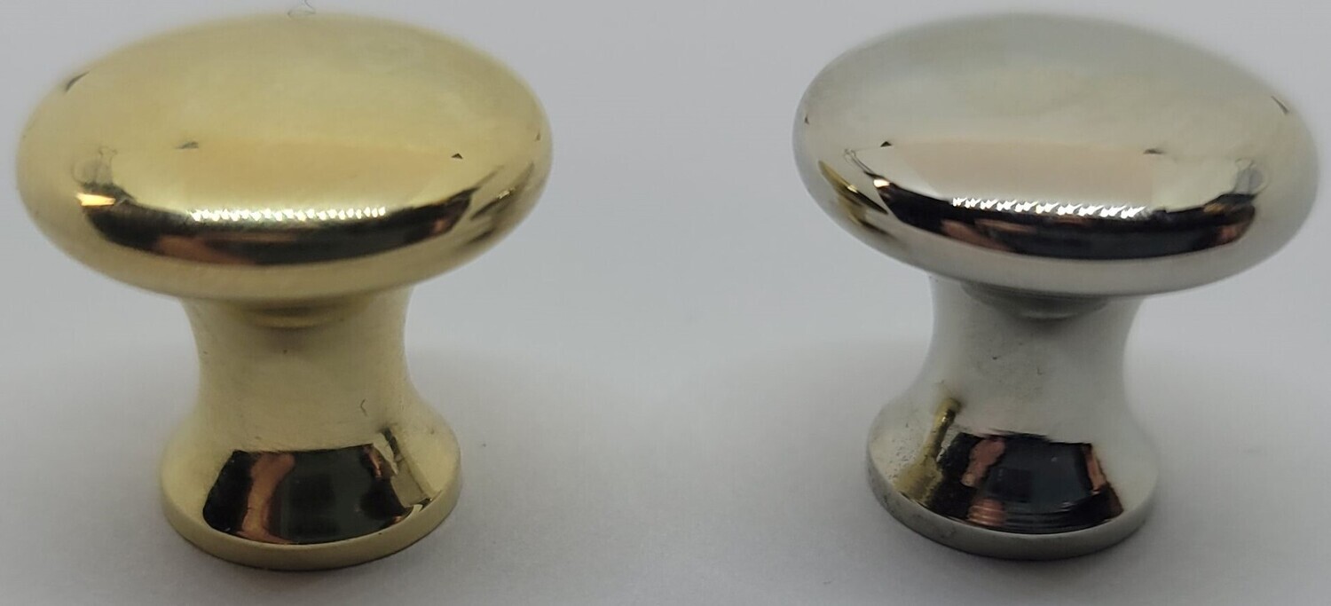 5/8 5/8" Round Polished Solid Brass Nickel BOOKCASE Knob pull desk small cabinet drawer handle mid-century modern