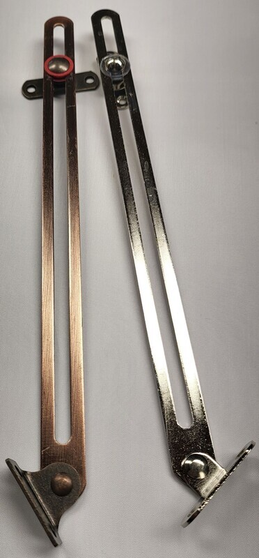 10" Steel Bronze Nickel Heavy Duty Spring Tension Sliding Slotted LOCKING STAY lid trunk chest steamer antique vintage old