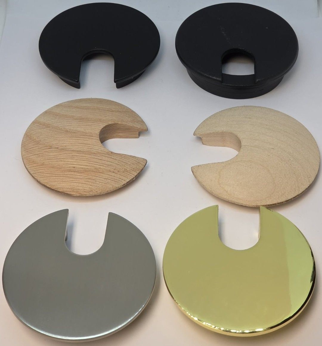 3" - 2.5" HOLE Cast Desk Grommet hole cover fancy cap top heavy zinc alloy brass roll decorative antique vintage rustic patina retro hide wires cable management wood black nickel satin brushed plastic