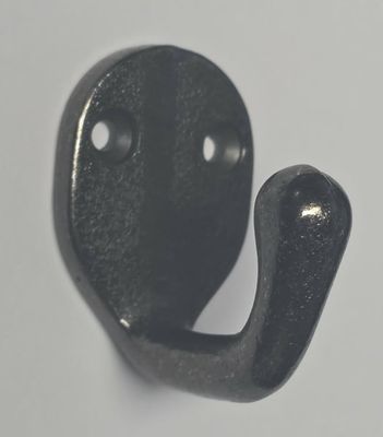 Cast Iron Nickel Plated Single Petite Front Mount Coat Hook closet cabinet door black rack hat hanger arts crafts antique vintage retro rustic fancy modern steel metal jacket mud room strong