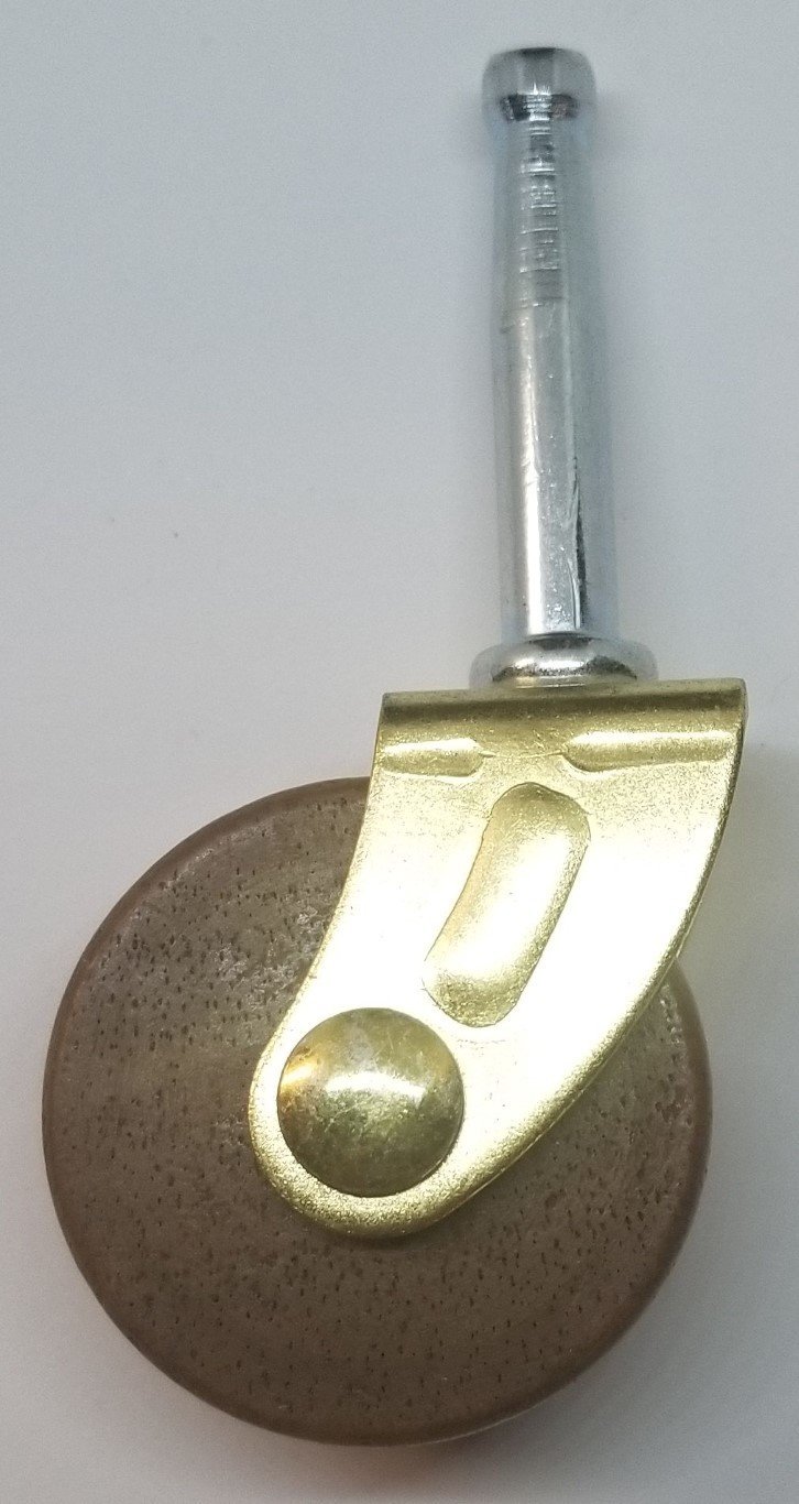 1.625" (1-5/8) Inch wood caster seat cart chair wheel brass antique vintage old socket