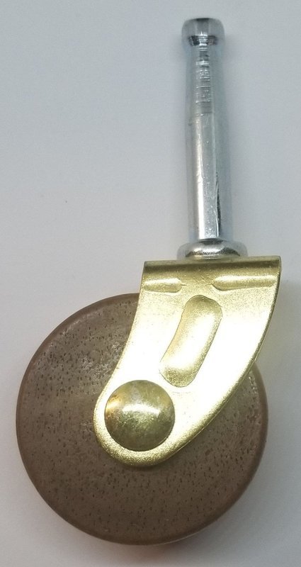 1.625" (1-5/8) Inch wood caster seat cart chair wheel brass antique vintage old socket