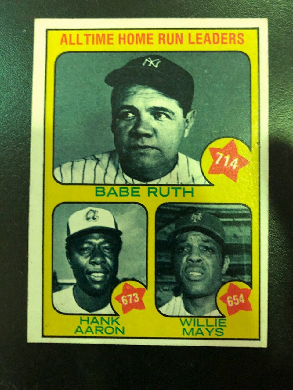 1973 Topps #1 All Time Home Run Leaders Ruth/Aaron/Mays List $60, Sell $45