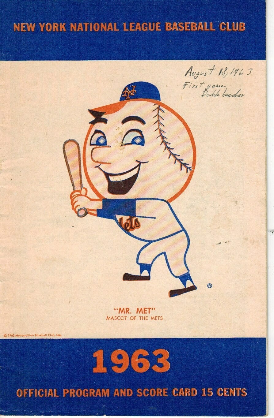 1963 NY Mets Old Timers Game Program - Chautauqua Sports Hall of Fame