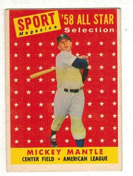 1958 Topps #487 Mickey Mantle All Star list $500