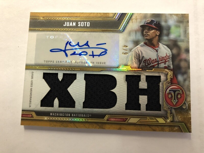 2020 Topps Triple Threads Juan Soto Autographed Jersey card #'d 4/9