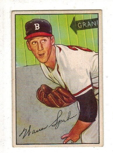 1952 Bowman #156 Warren Spahn list $250