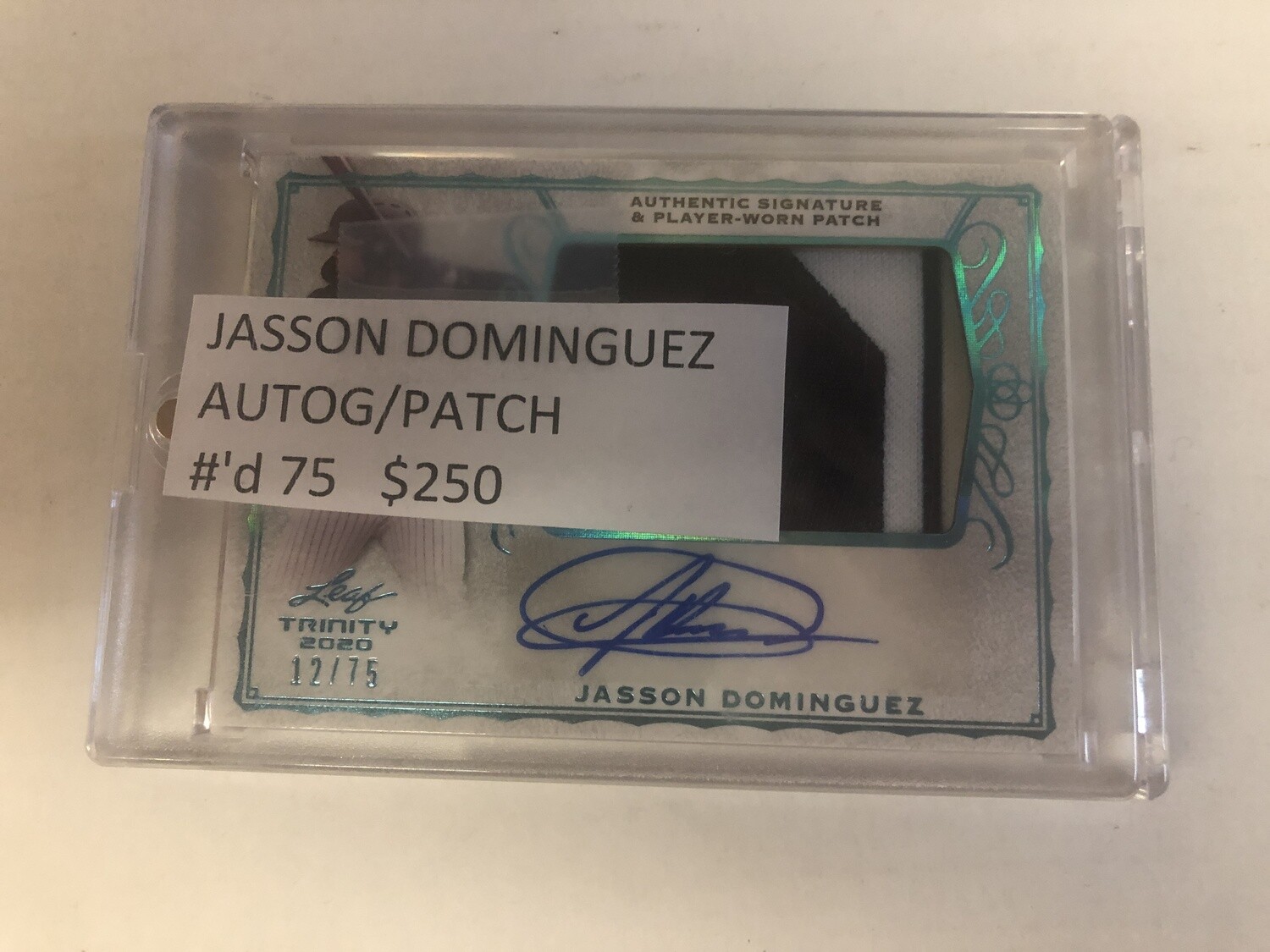 2020 Leaf Trinity Jasson Dominguez Autog/Jersey Patch #'d75