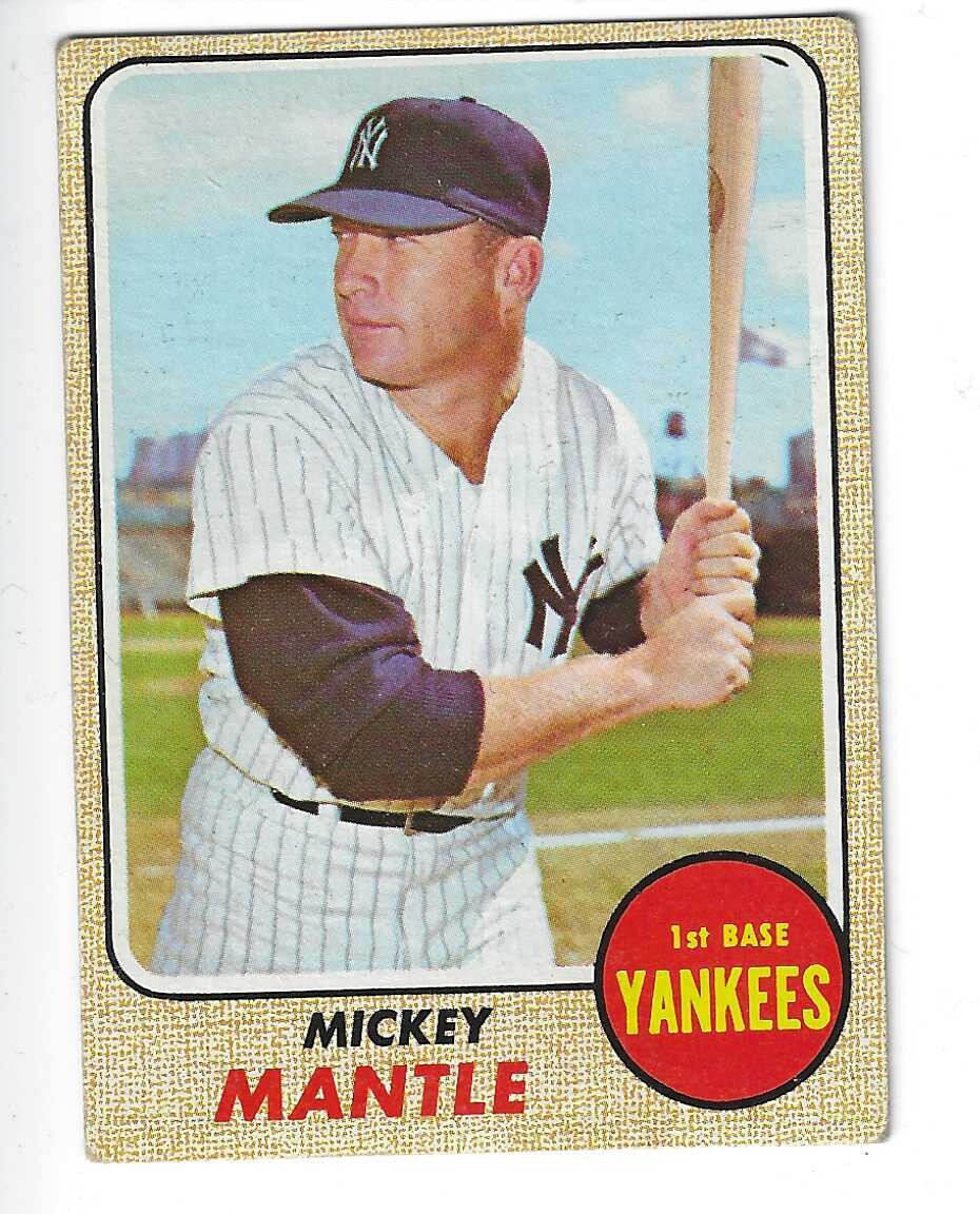 1968 Topps #280 Mickey Mantle list $600