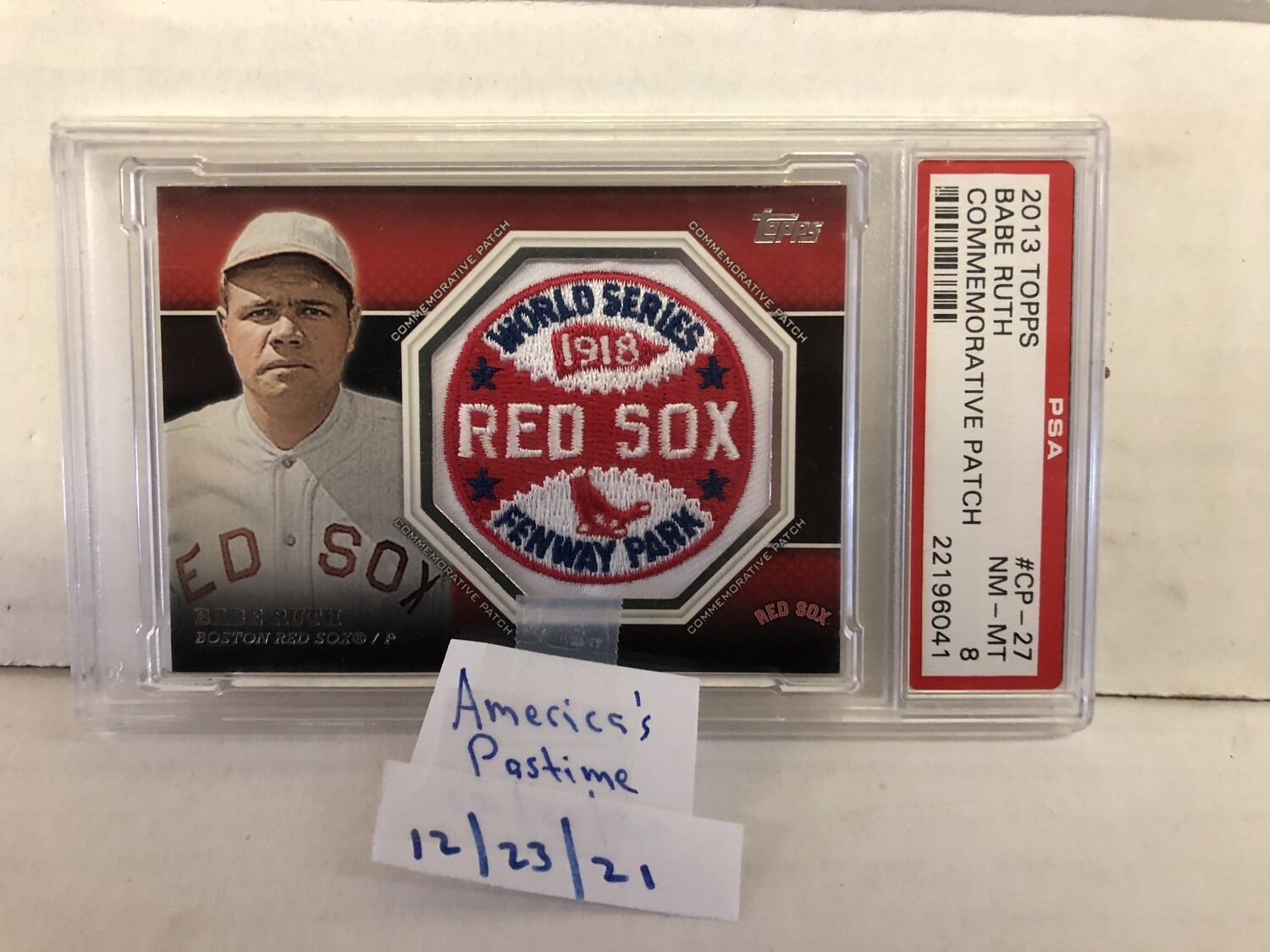 2013 Topps Babe Ruth Red Sox World Series Patch 1918 PSA 8