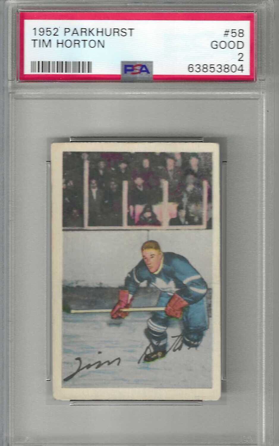 1952 Parkhurst #58 Tim Horton rookie PSA 2 Nice!