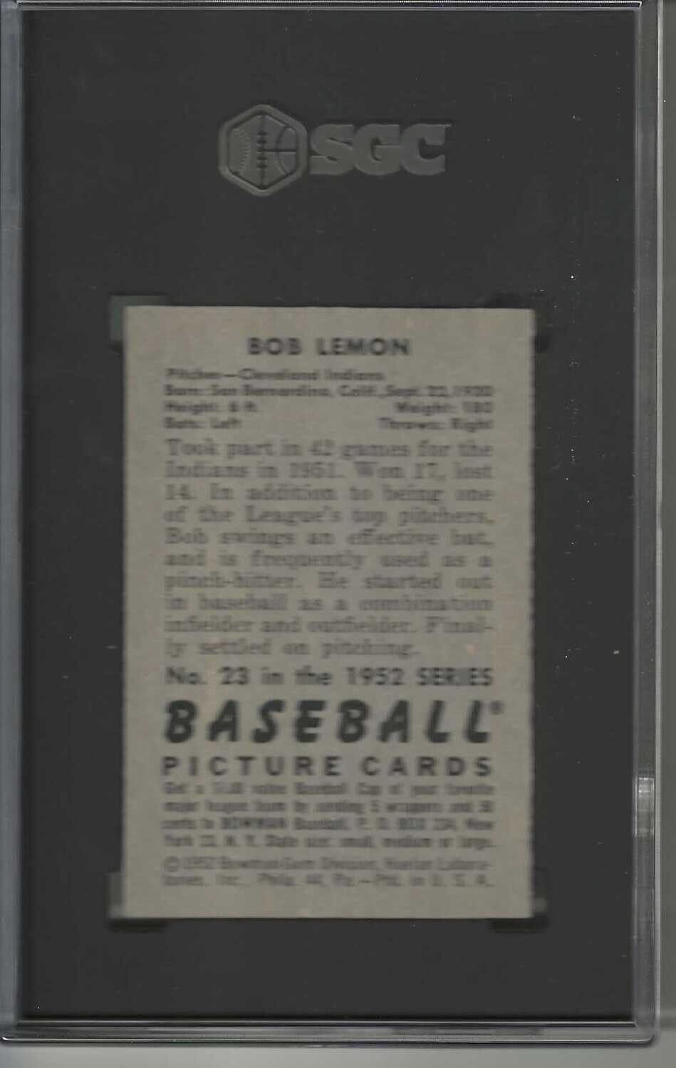 1952 Topps #268 Bob Lemon list $300