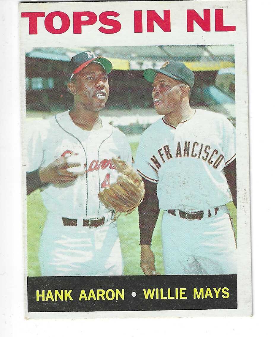 1964 Topps #423 Tops in NL Mays / Aaron list $200