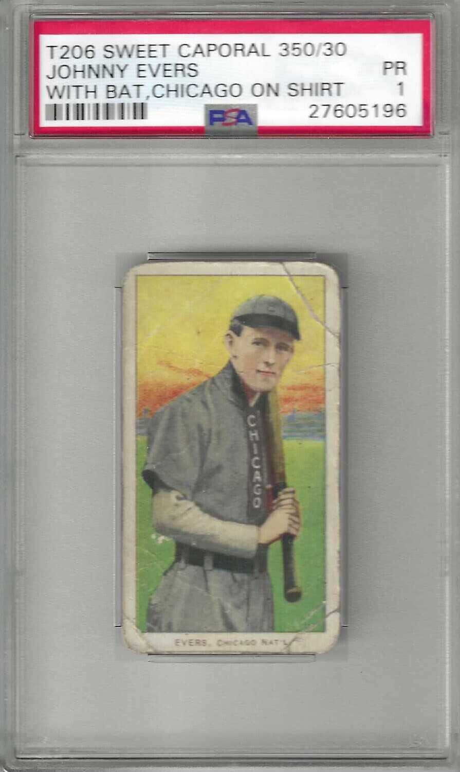 1909 T206 Sweet Caporal Johnny Evers w/ Bat Chicago PSA 1
