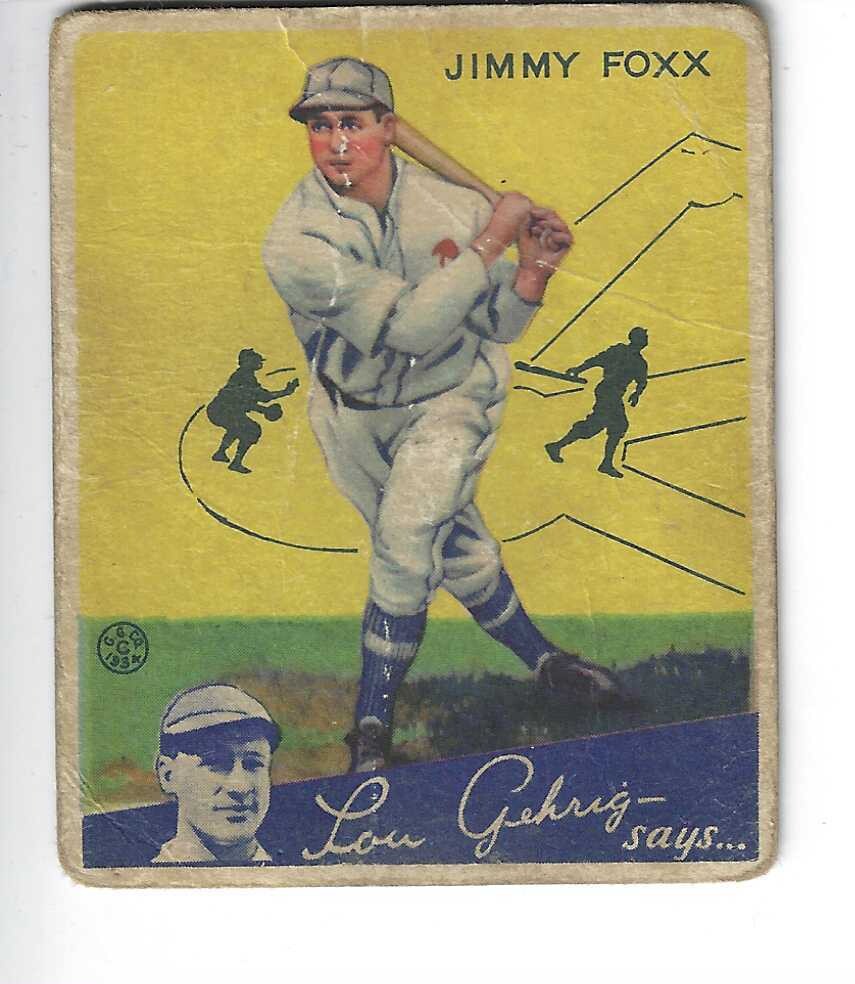 1934 Goudey #1 Jimmy Foxx list $2500