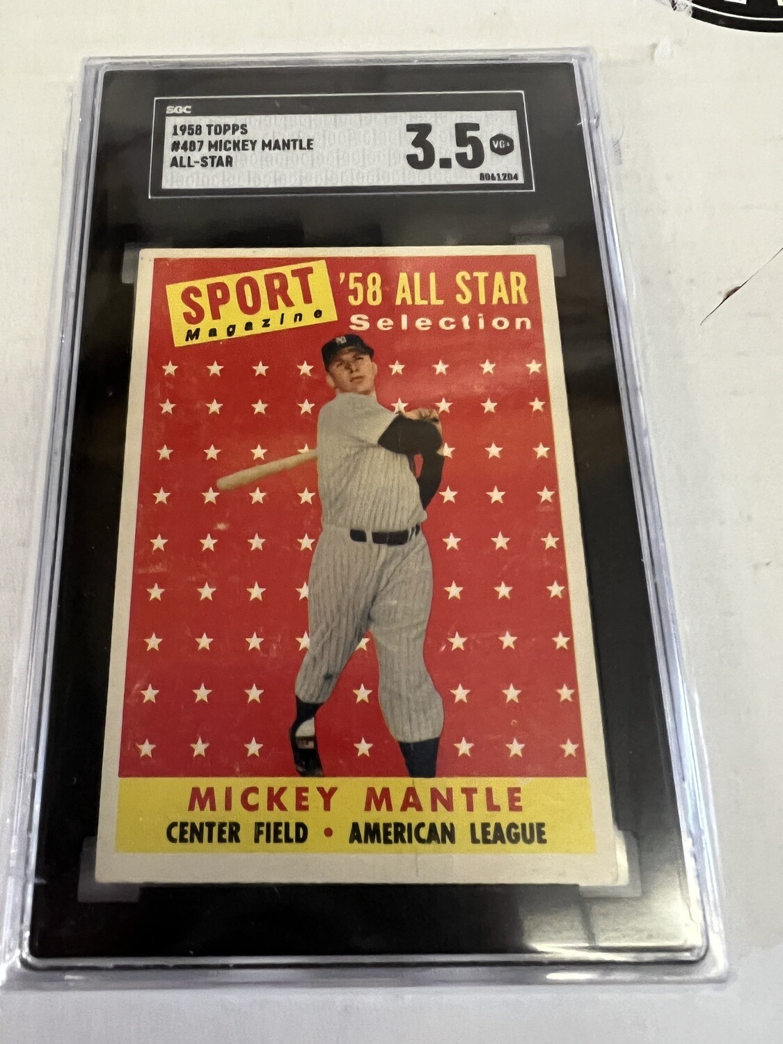 1958 Topps #487 Mickey Mantle All Star SGC 3.5
