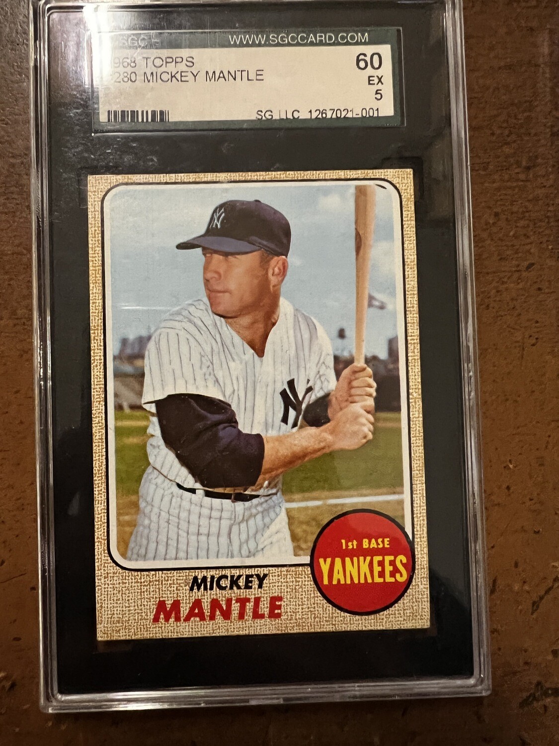 1968 Topps #280 Mickey Mantle SGC 5