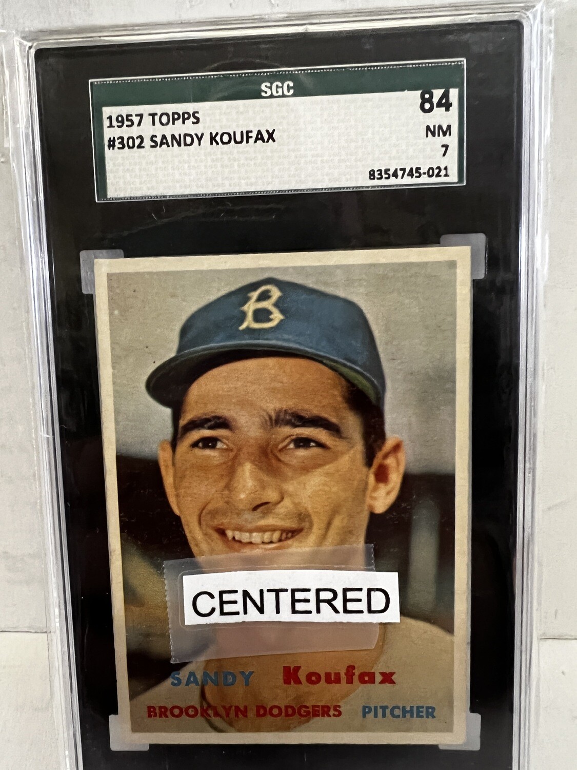 1957 Topps #302 Sandy Koufax SGC 7 Well Centered