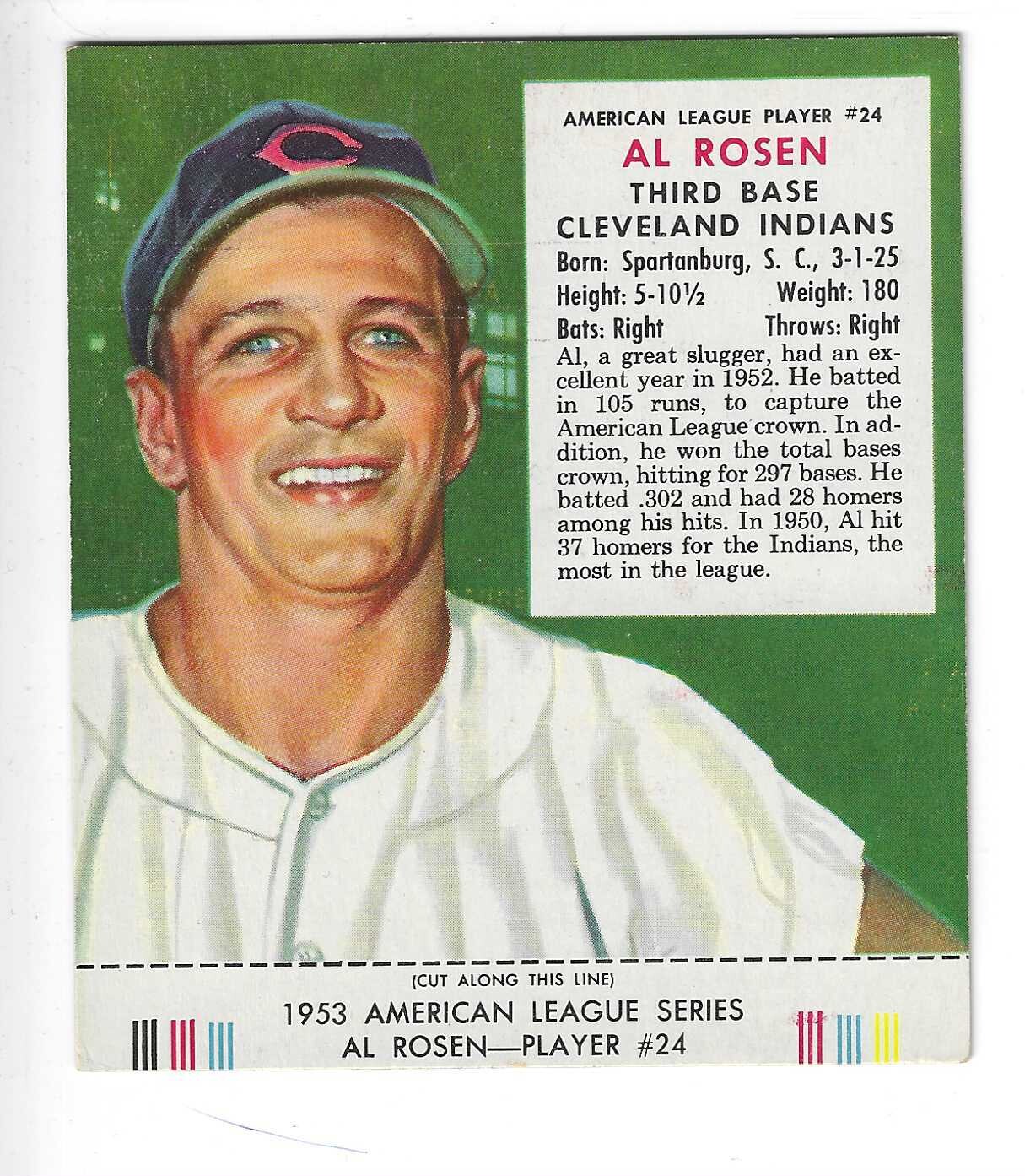 1953 Red Man Tobacco w/ Tabs #AL24 AL Rosen Ex/Mint
