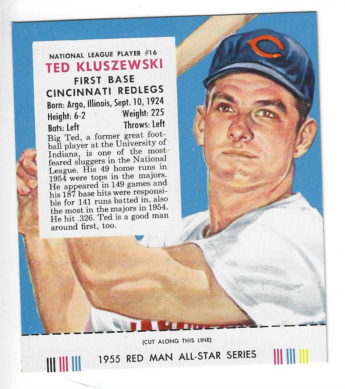 1955 Red Man w/ Tabs #NL16 Ted Kluszewski Ex/Mint+