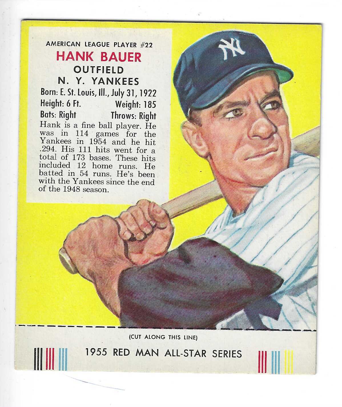 1955 Red Man w/ Tabs #AL22 Hank Bauer Ex/Mint or better