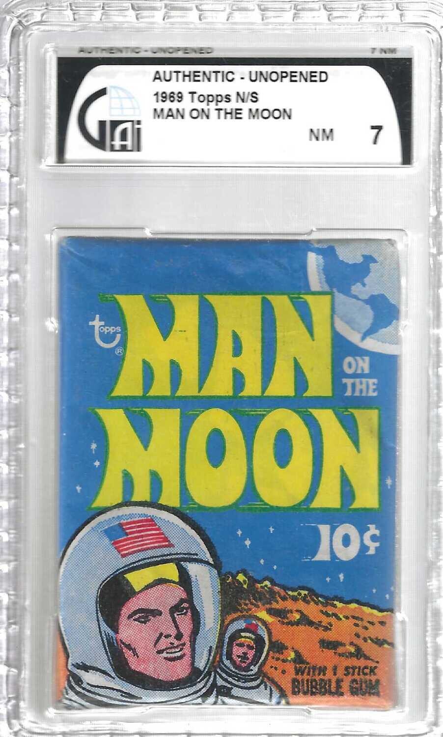 1969 Topps Man On The Moon Wax Pack GAI Graded 7