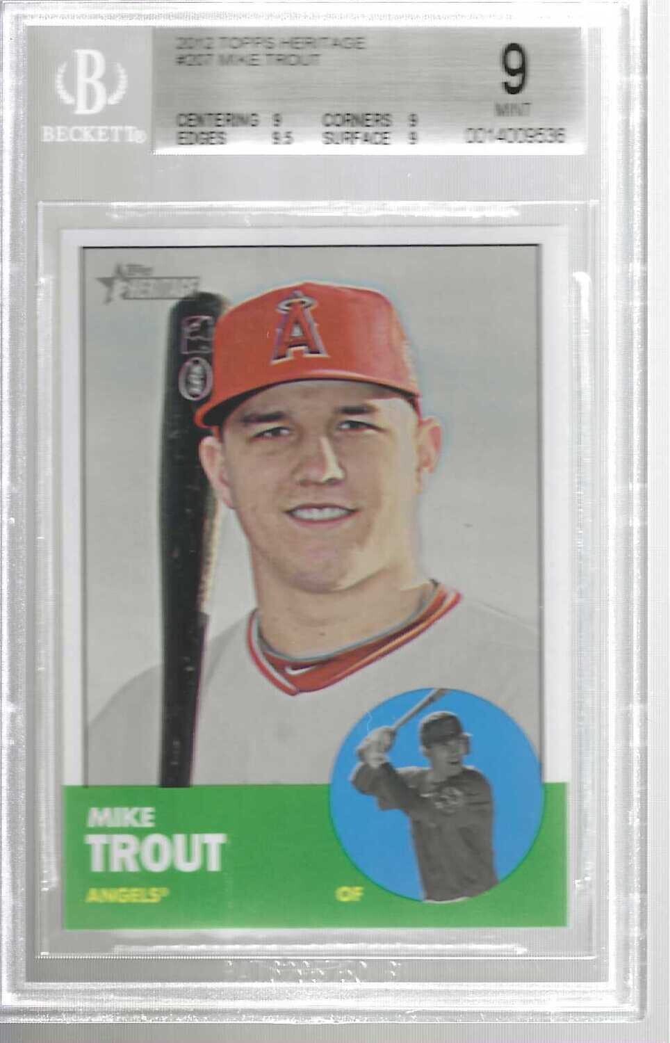 2011 Topps Heritage #207 Mike Trout rookie Beckett 9