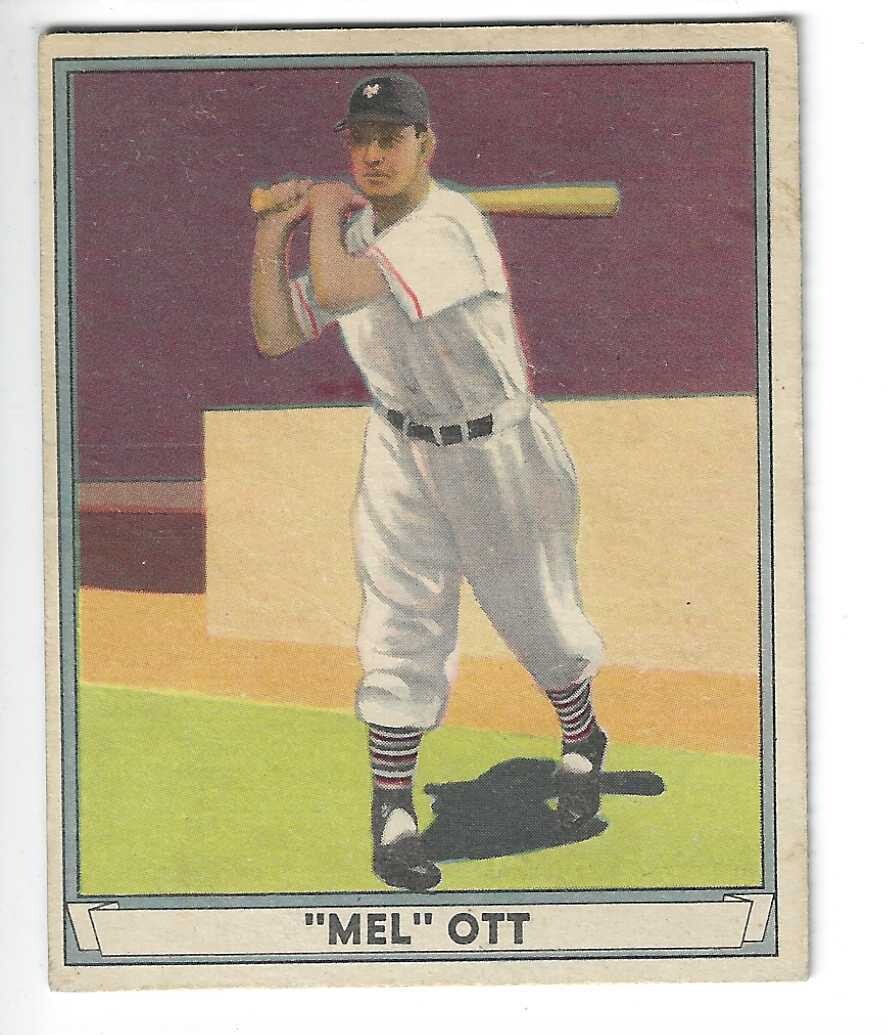 1941 Playball #8 Mel Ott Back Damage List $500